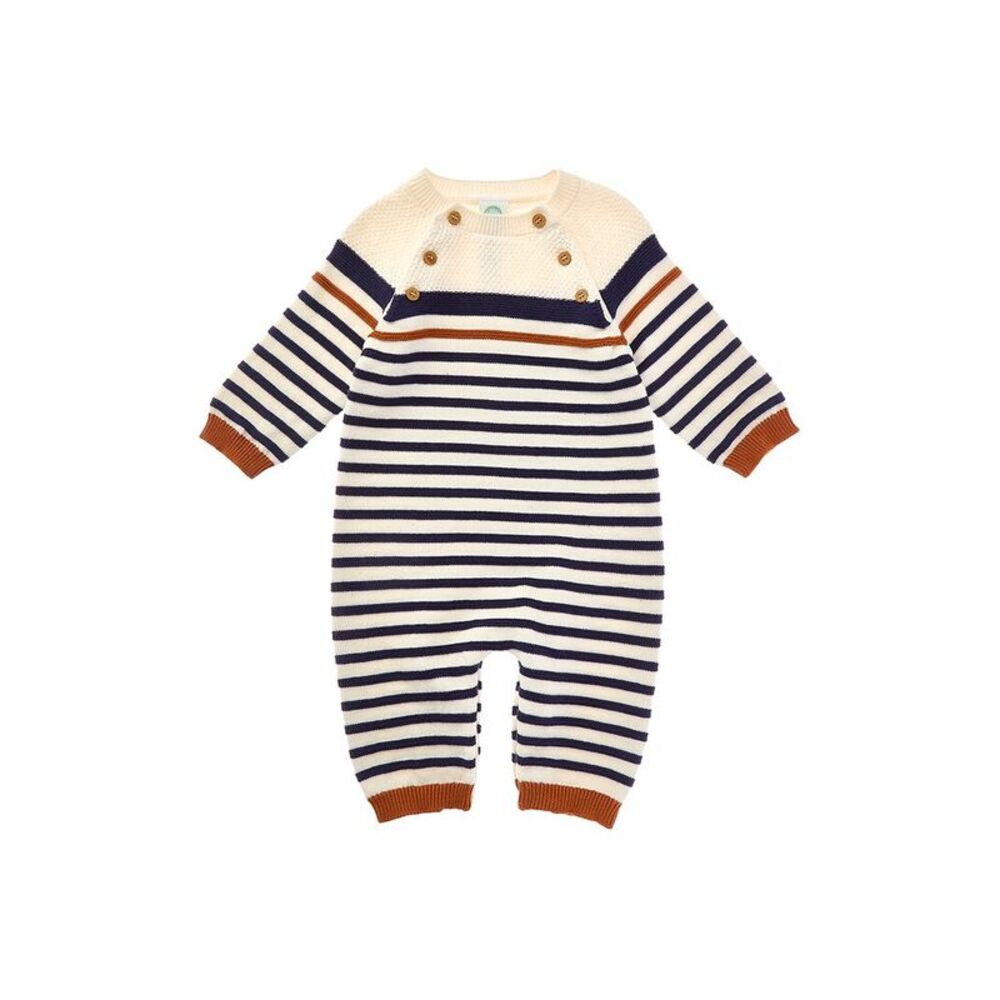 Little Me Block Stripe Coverall, Blue